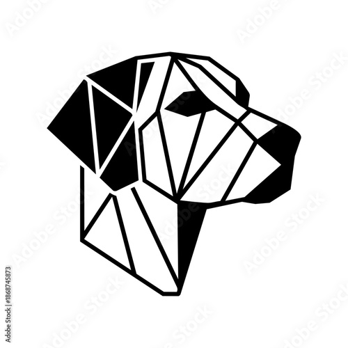 Geometric dog head symbolizing loyalty, trust, intelligence, protection, and modern companionship.