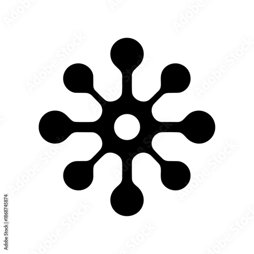 Radial network symbol expressing connectivity, artificial intelligence, data flow, and decentralized digital systems.