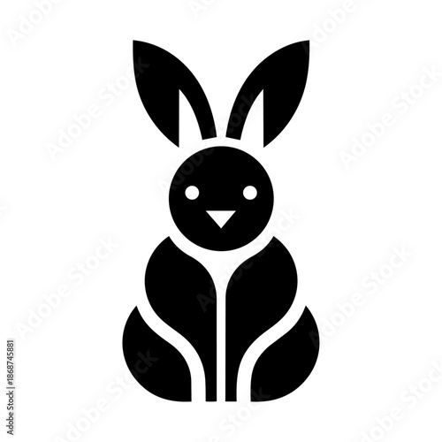 Friendly rabbit character formed from soft minimal shapes, symbolizing innocence, growth, calmness, and approachability.