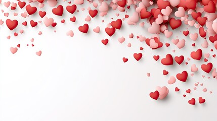 A vibrant heart confetti pattern in pink and red colors creates a festive backdrop ideal for Valentine's Day and romantic occasions