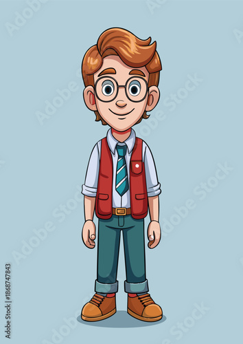Cartoon boy in business attire