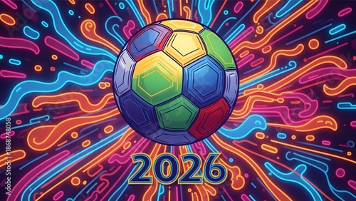 Celebrating 2026 world cup with a vibrant soccer ball