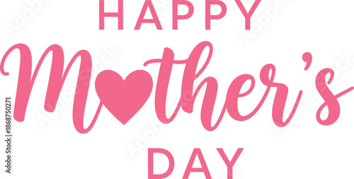 Happy mother's day text with heart symbol greeting card