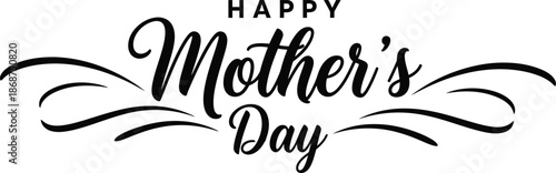 Happy mother's day text greeting card design with elegant typography