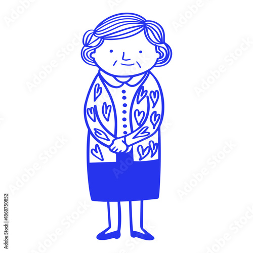 Elderly Woman Doodle Illustration