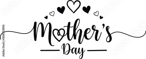 Happy mother's day text with hearts greeting card design