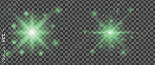 Golden starburst effects on transparent background