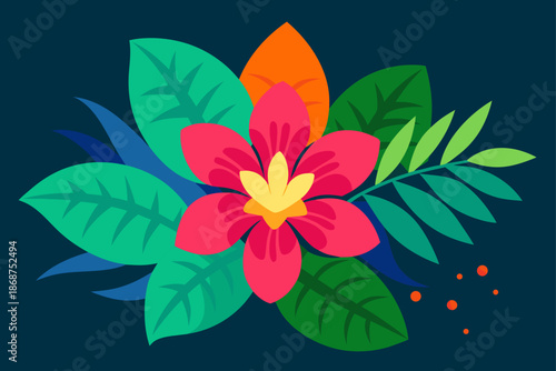 Vibrant Tropical Bloom Nestled Among Greenery