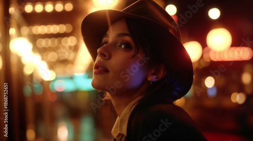 young woman at night