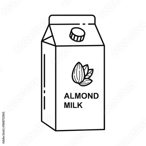 Almond milk carton illustration simple design