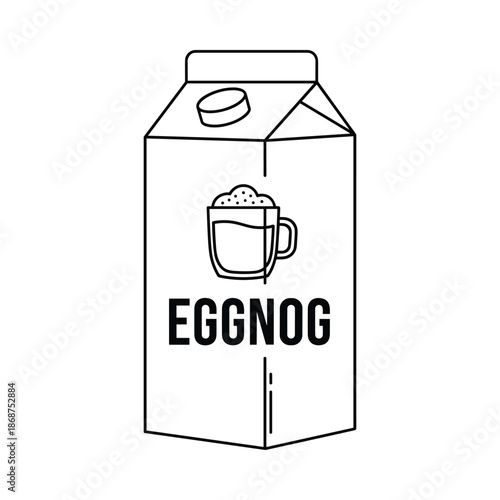 Eggnog carton illustration with mug on white background