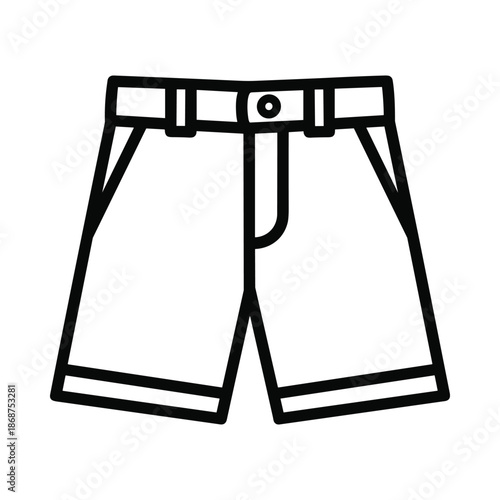 Black and white illustration of mens shorts with belt