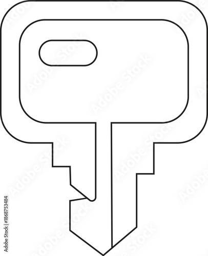 Outline of single car key illustration 
