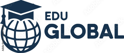 education globe with graduation cap logo for global learning