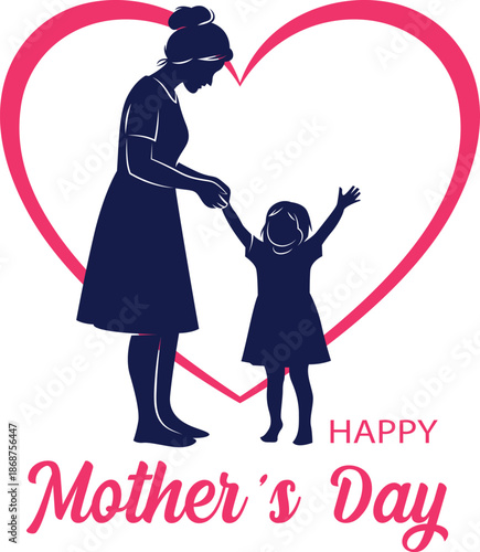 Happy mother's day silhouette of mother and child