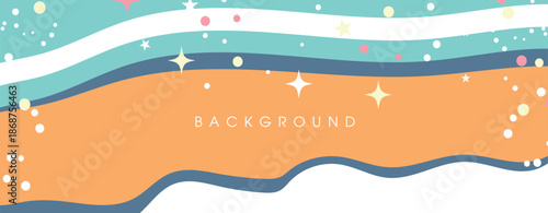 Vibrant wavy background with stars and dots in orange blue and white hues for design with abstract and graphic and texture and pattern and backdrop