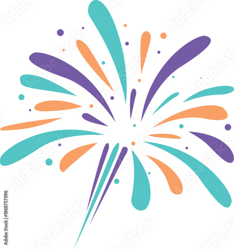 Fireworks exploding with colorful sparks on white background, perfect for celebrations and festive events