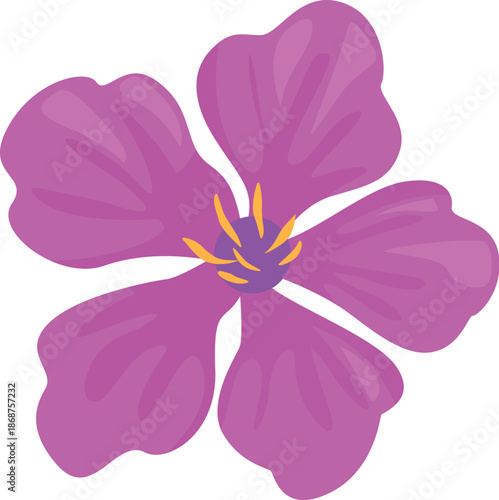 Beautiful pink flower blooming, showing its delicate petals and yellow pistils