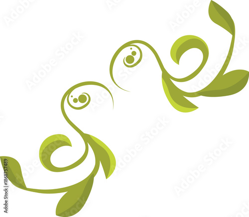 Elegant green foliage creates a decorative corner design, perfect for adding a touch of nature to projects