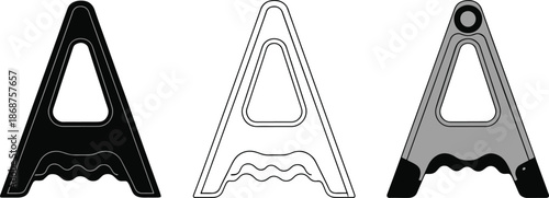 Modern abstract triangular shaped handle outline silhouette color variations design