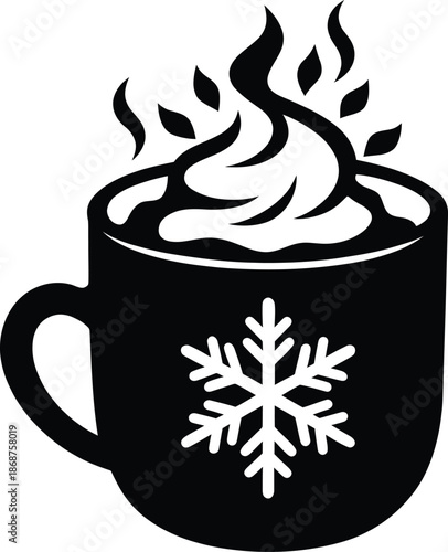 Hot chocolate with whipped cream and snowflake design