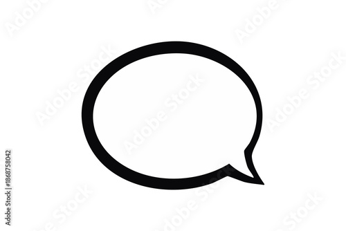 A simple black outline of an empty speech bubble on a white background, symbolizing communication.