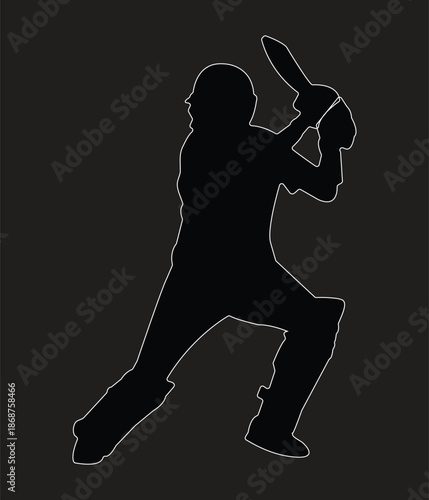 Pakistani cricketer babar azam cricketing shot silhouettes
