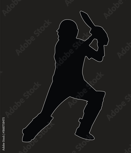 Pakistani cricketer babar azam cricketing shot silhouettes