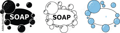 Soap bubbles and text for cleaning and hygiene products