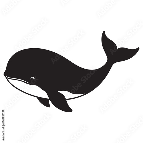 Cute Cartoon Whale Illustration Isolated on White Background