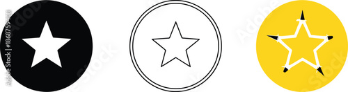 Favorite star rating icon set in three different styles