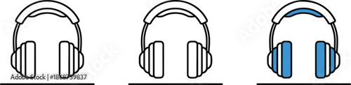 Headphones music icon collection for audio equipment design concept