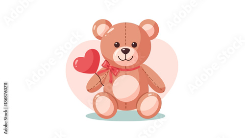 Cute Cartoon Teddy Bear Holding Heart 1.