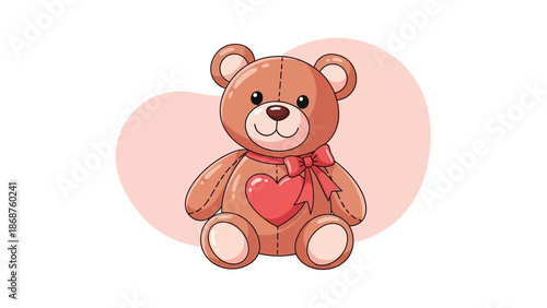 Cute Cartoon Teddy Bear with Heart 5.
