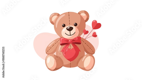 Cute Teddy Bear with Heart Bow.