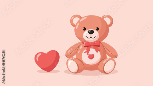 Cute Teddy Bear with Heart Decoration.