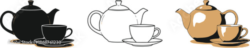 Teapot and cup graphic symbolizing tea time and relaxation concept