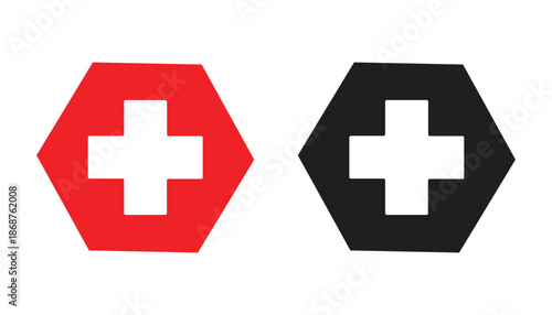 Health and Assistance: The iconic symbol, rendered in vibrant red and classic black, representing the unwavering support of healthcare and the life-saving mission of first responders. 