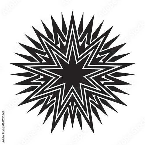 Abstract geometric starburst pattern illustration with sharp points and layered design