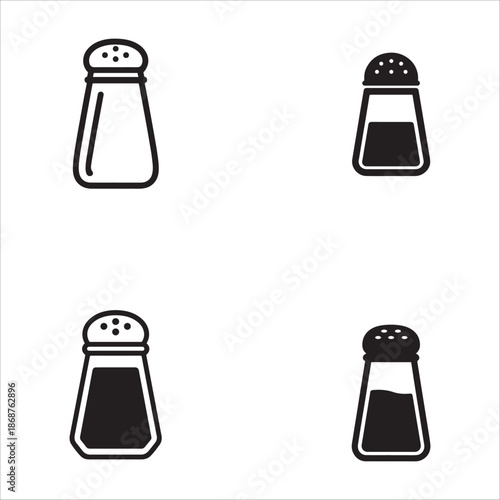 Set of Four Salt and Pepper Shaker Icons
