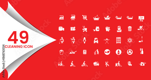 49 Essential Cleaning and Household Chores Icon Set