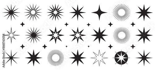 Collection of Starbursts and Sparkle Embellishments for Graphic Design and Artistic Projects