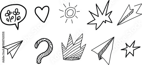 Collection of hand drawn icons and symbols