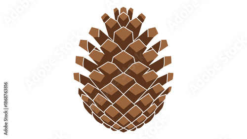 A detailed illustration of a brown pinecone on a white background
