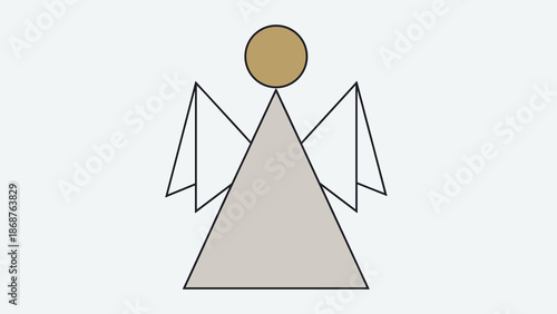 A minimalist illustration of an angel with a geometric design