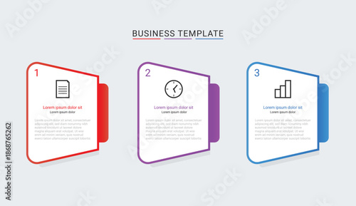 Modern Three-Step Business Process Template | Time Management and Documentation Workflow | Geometric Corporate Infographic Design | Sequential Project Milestone Layout