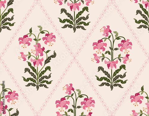 Vector Hand drawn colourful geometric flowers Motifs African boho paisley, seamless patterns with floral for fabric Ethnic Indian Pattern, textiles, clothing, wrapping paper, backdrop, banner.
