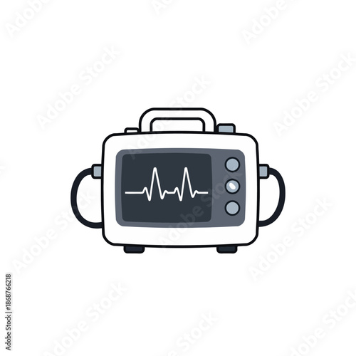 Medical ECG machine with heart waveform display, symbolizing health monitoring and vital sign tracking