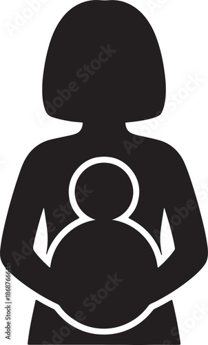 Black and white silhouette of a person with a circular outline around the head and shoulders also transparent background