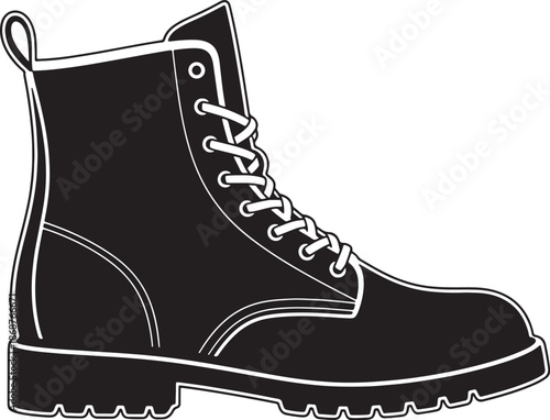 Black Lace- Up Boot with Thick Sole and Pull Loop also transparent background lace-up laces